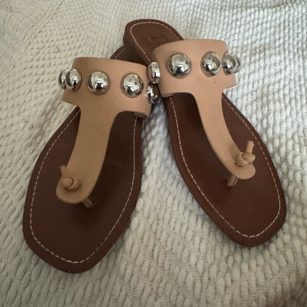 Stylish Tan Sandals with Silver Accents